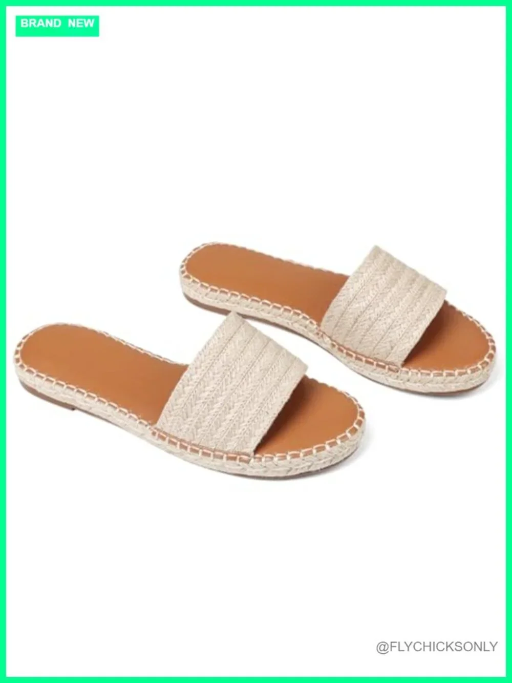Raffia Woven Espadrille Slide Sandals Women Flat Jute Dressy Summer